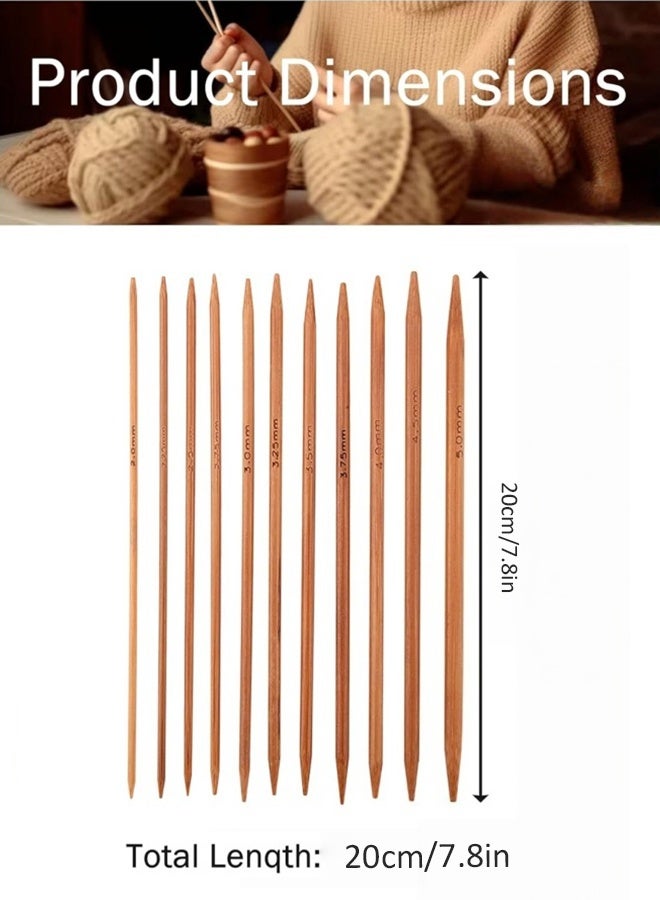 مجموعة من 7 أزواج من إبر الحياكة المصنوعة من الخيزران، مصنوعة من الخيزران الطبيعي، إبر حياكة خشبية طويلة، إبر خشبية مستقيمة ذات رأس واحد، إبر حياكة خشبية للمبتدئين لصنع السترات والشالات والأوشحة - Image 2